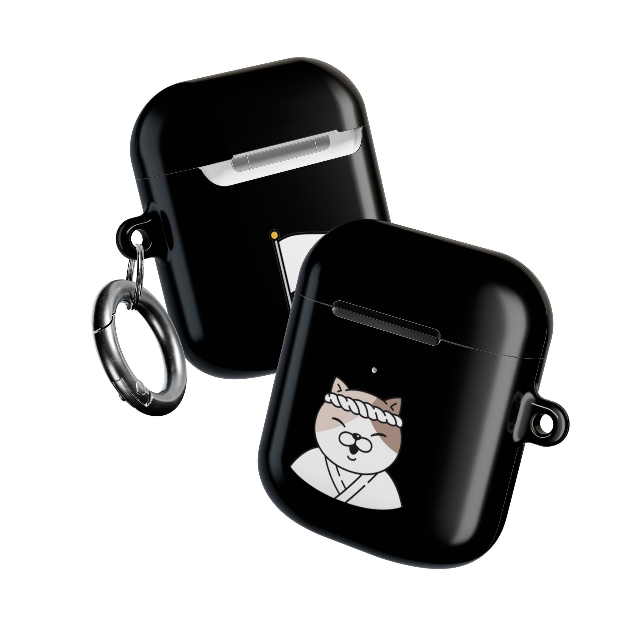 Samurai Shiba Inu with Japanese Flag Black AirPods or AirPods Pro Case