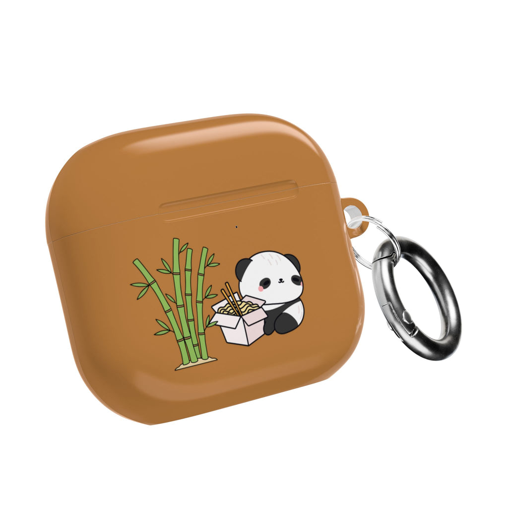 Cute Panda & Noodles AirPod Case Brown Protective Case