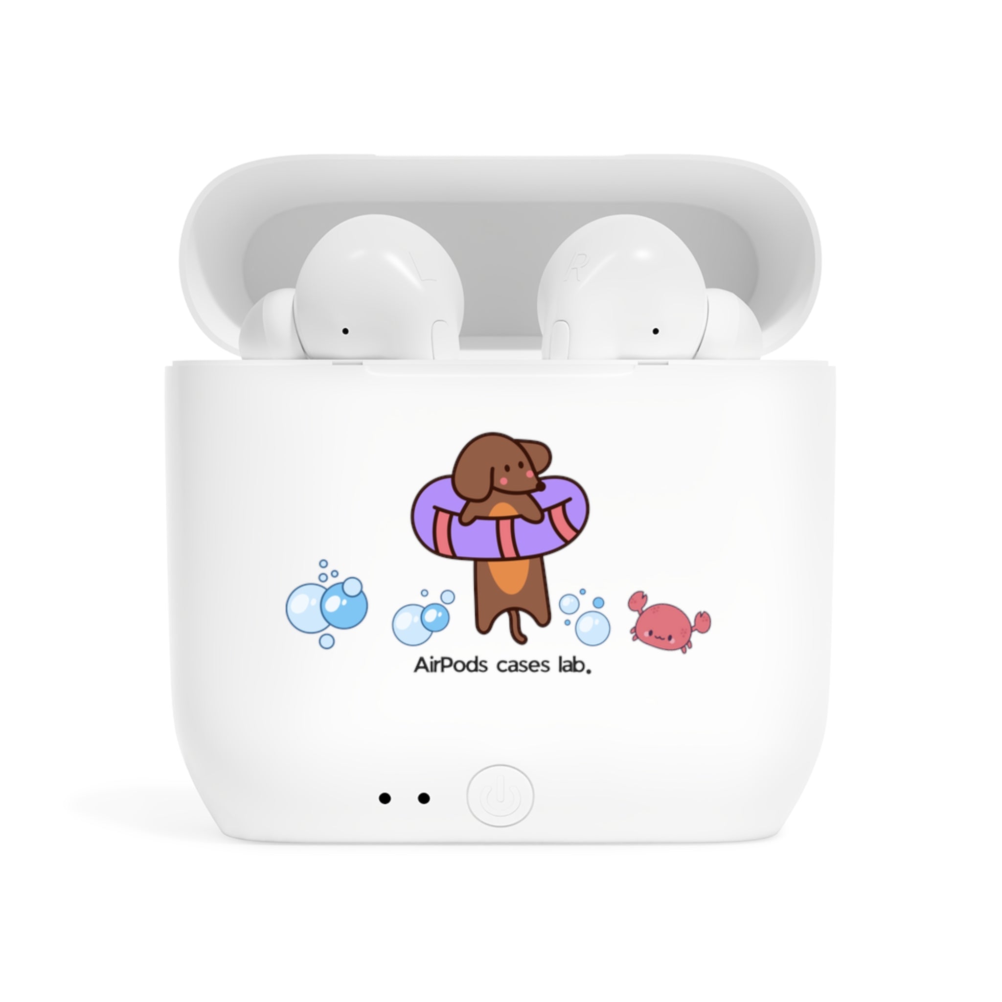 Swimming Dachshund White Earbuds