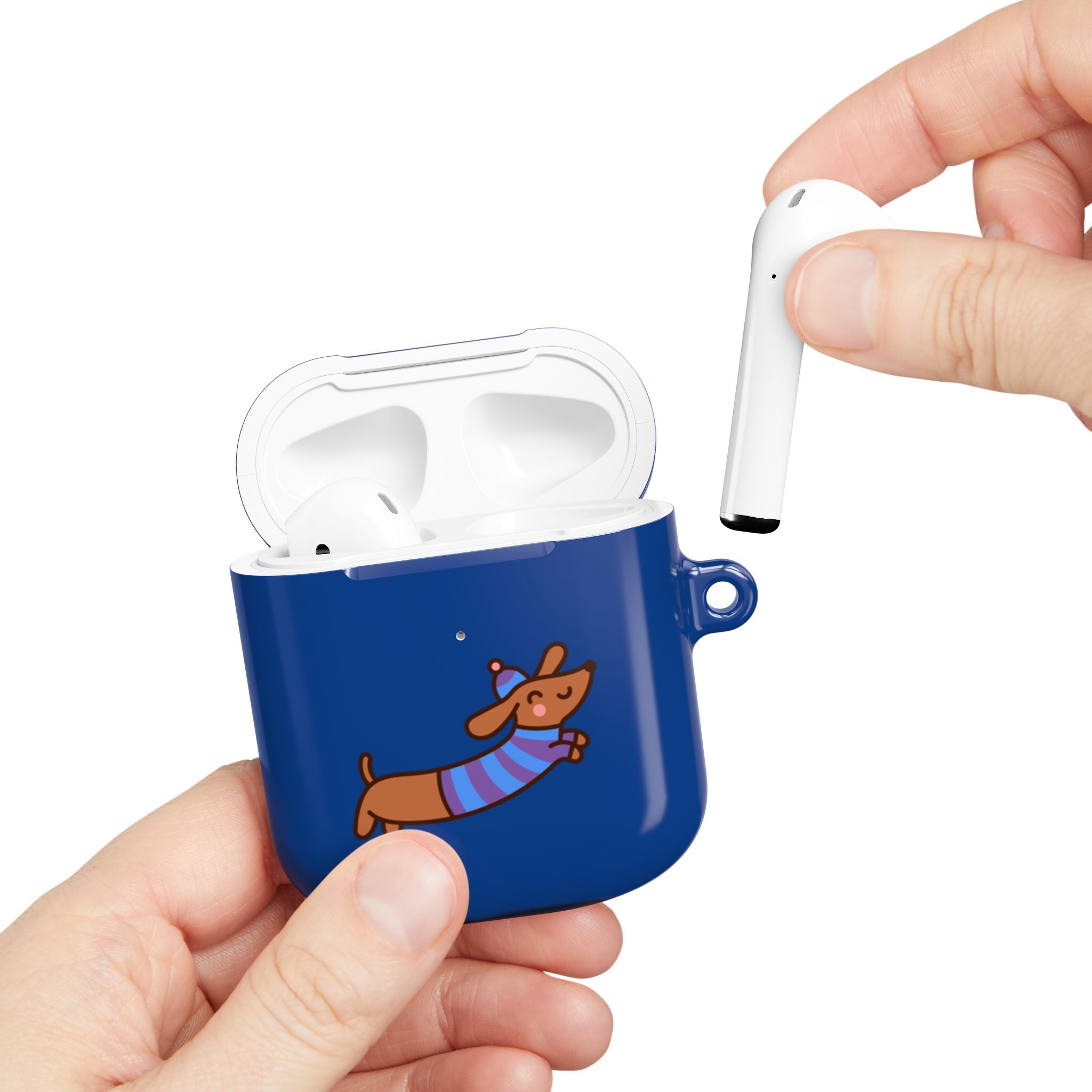 Dachshund & Butterflies Blue Protective AirPods Case