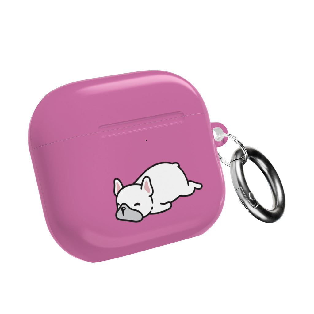 Pink AirPods Case with a Snoozing Bulldog