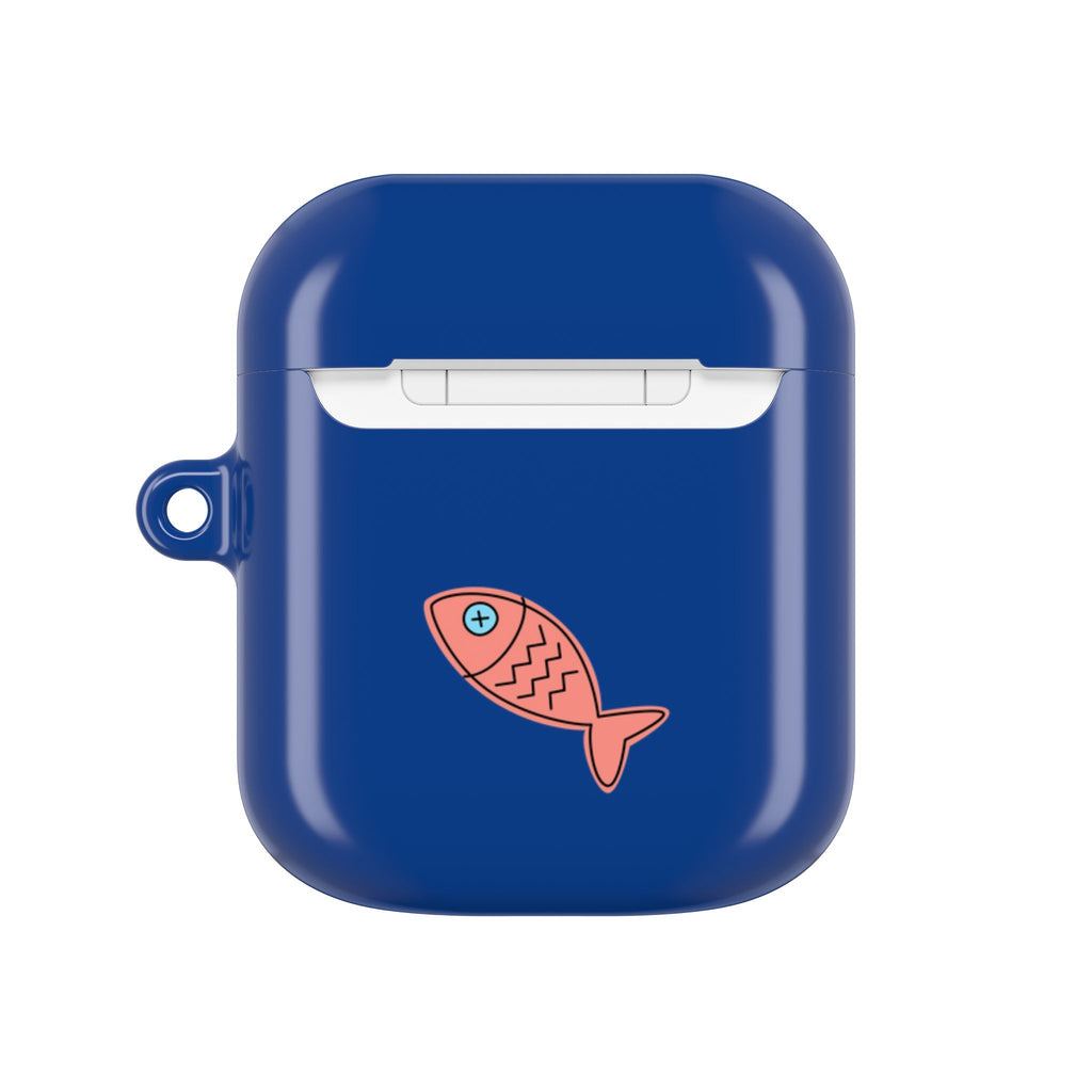 Cat in Teacup AirPods Case - Navy Protective Case