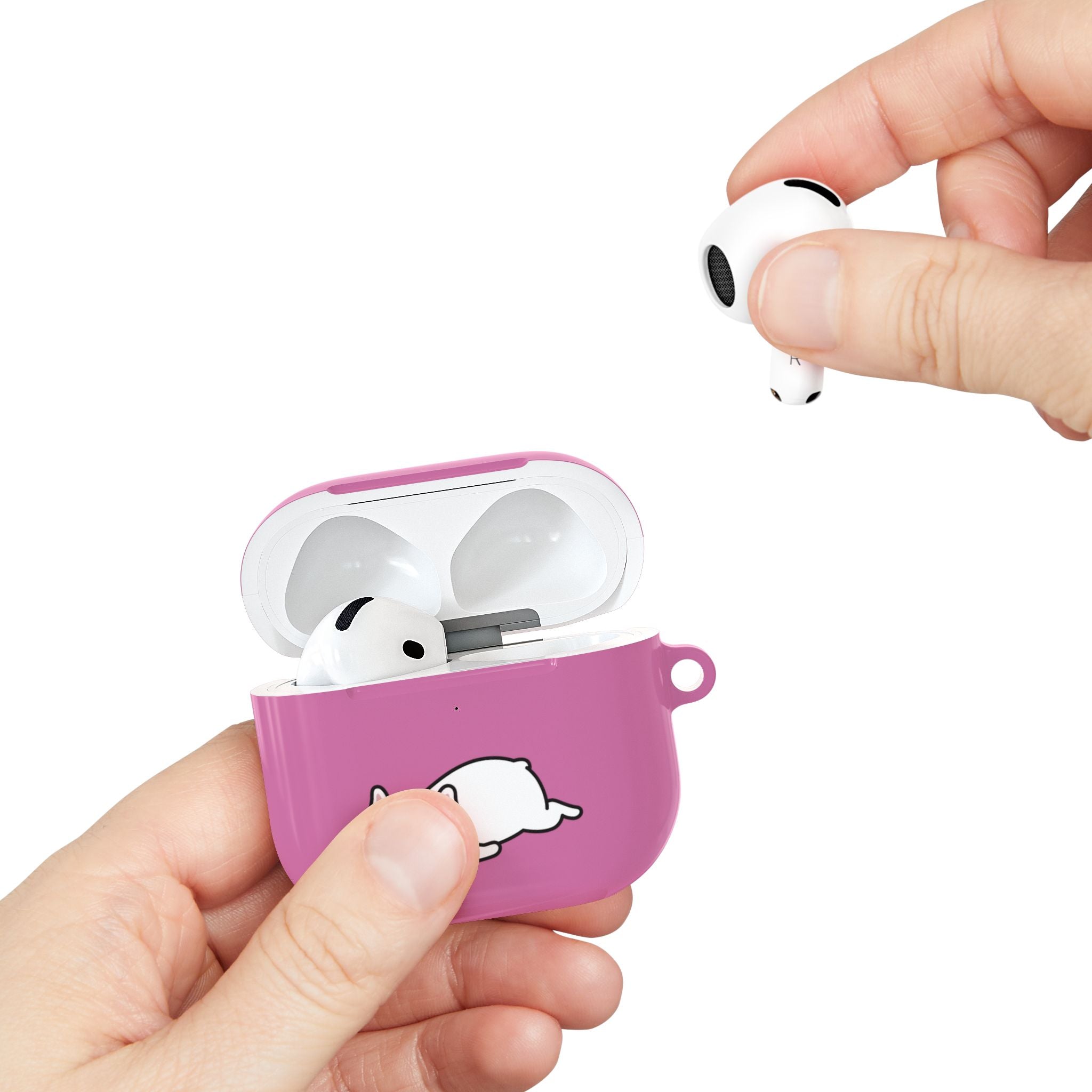 Pink AirPods Case with a Snoozing Bulldog