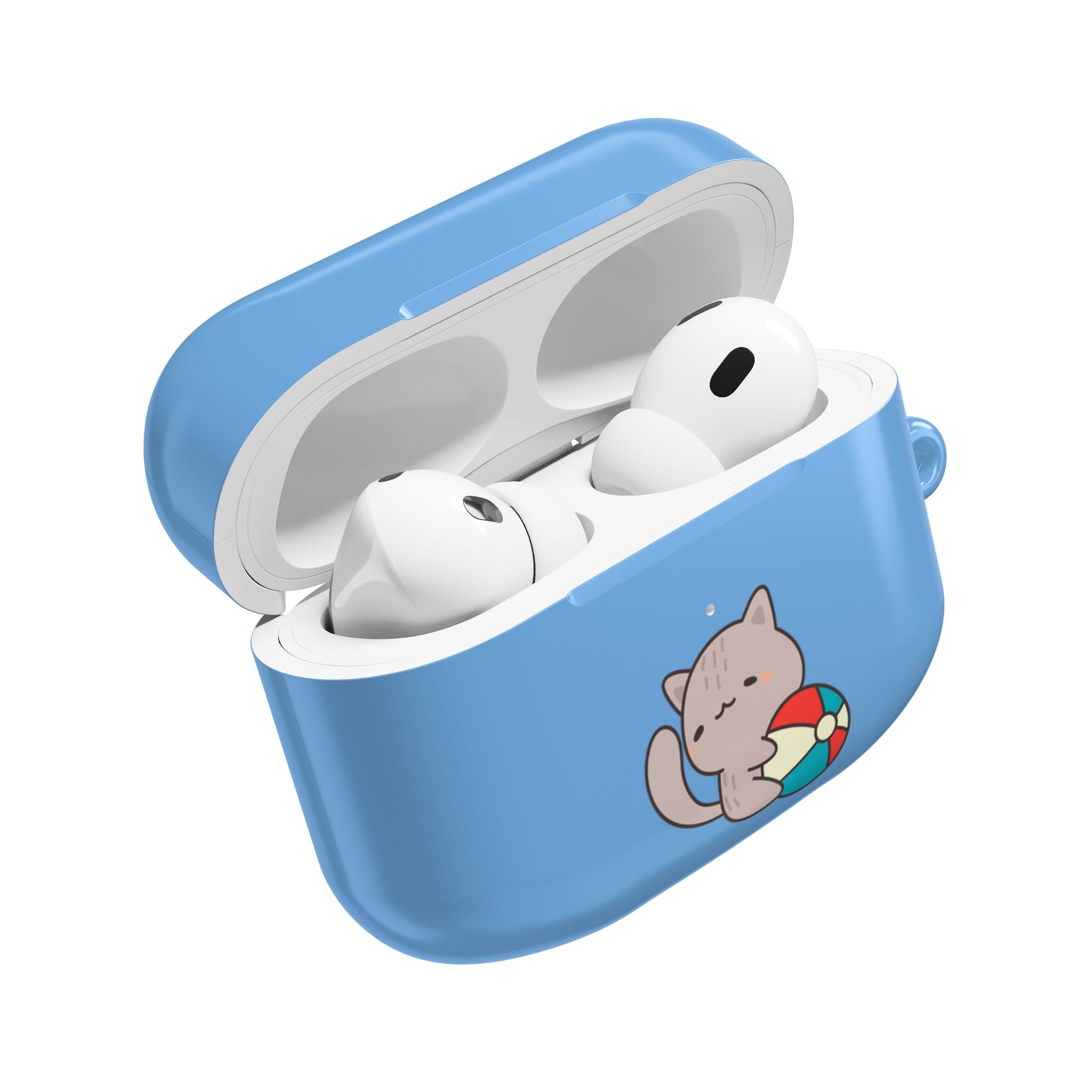 Cute Cat Beach AirPod Case with Beach Ball & Umbrella