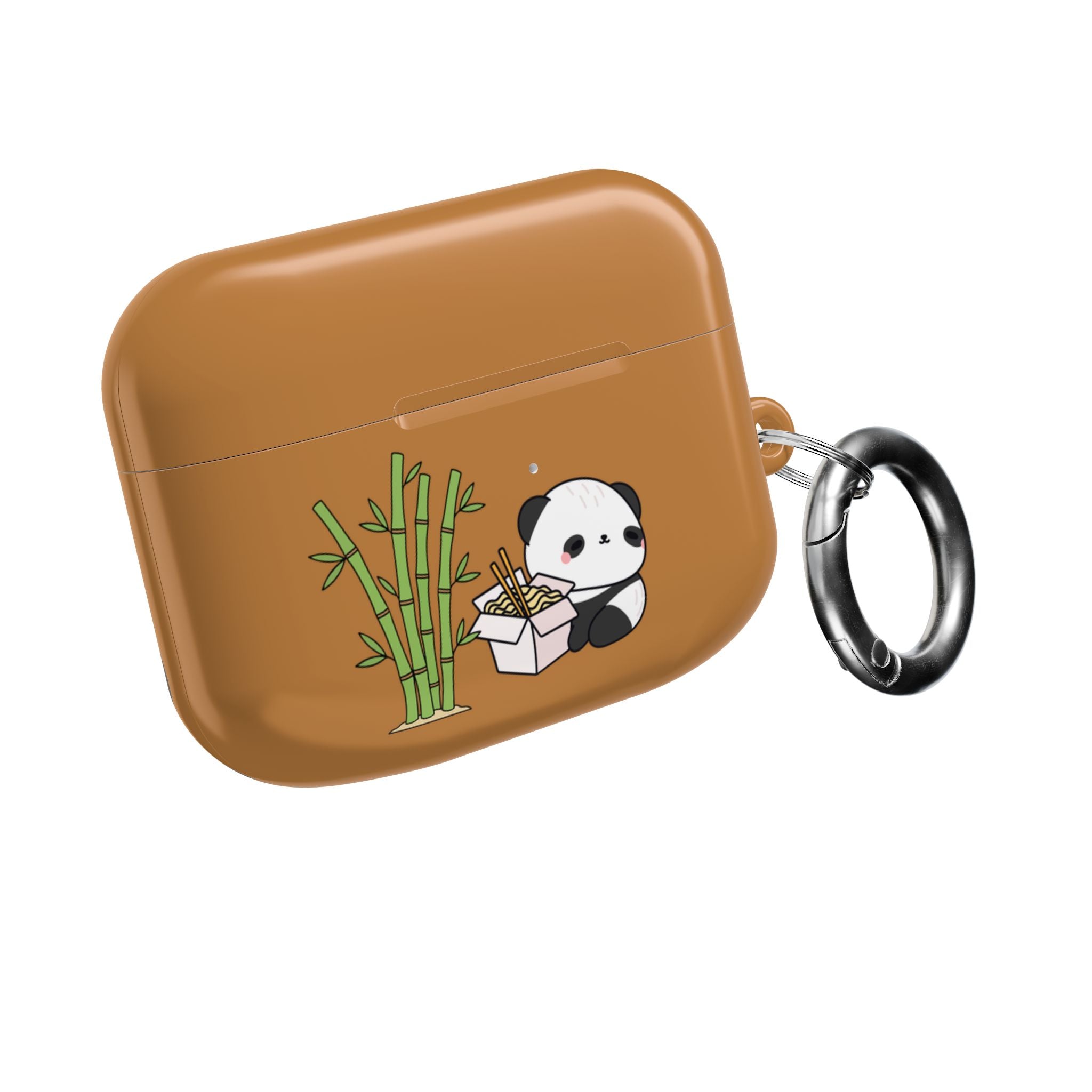 Cute Panda & Noodles AirPod Case Brown Protective Case
