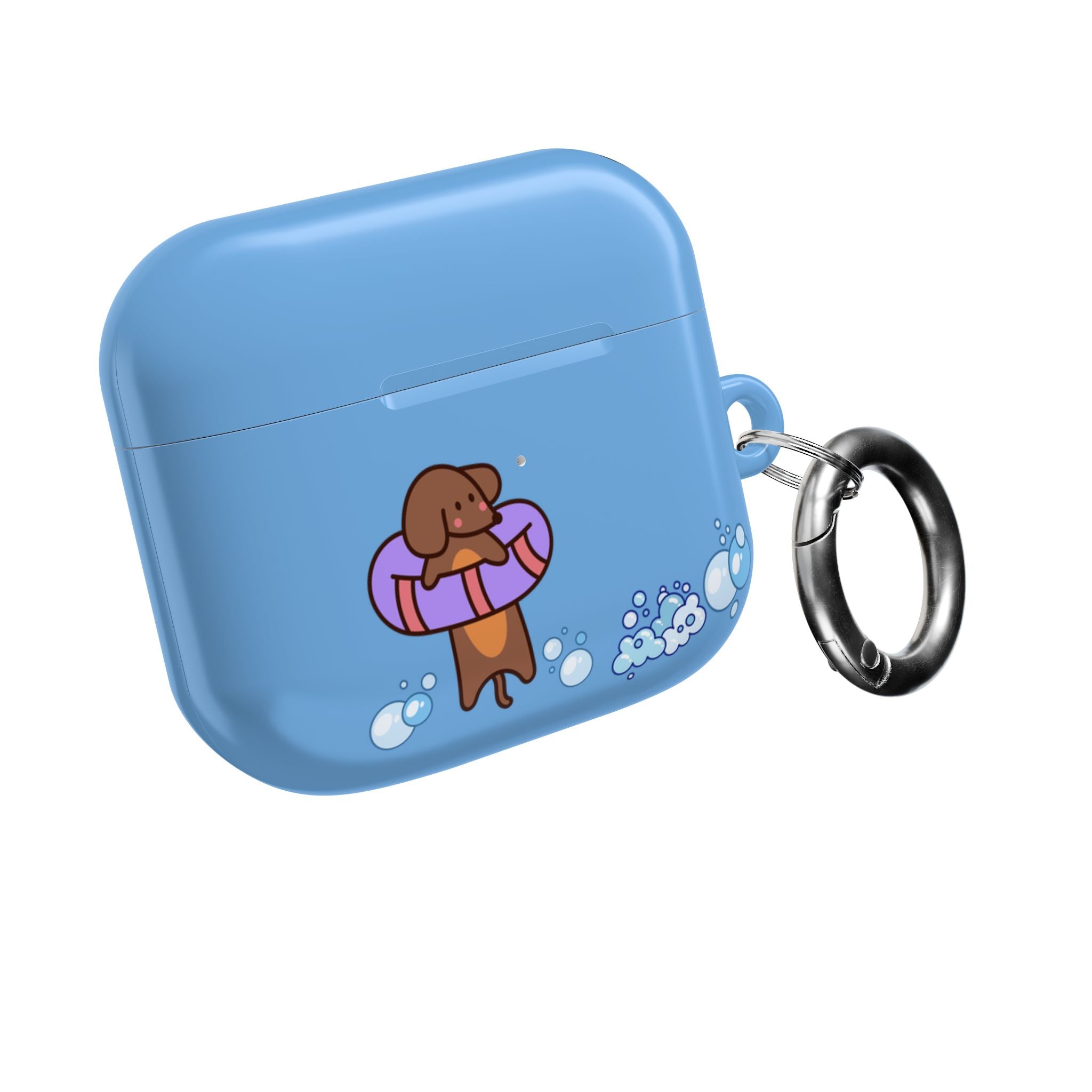 Cute Dachshund Dog & Crab Summer AirPod Case - Blue Beach Swim Float Design