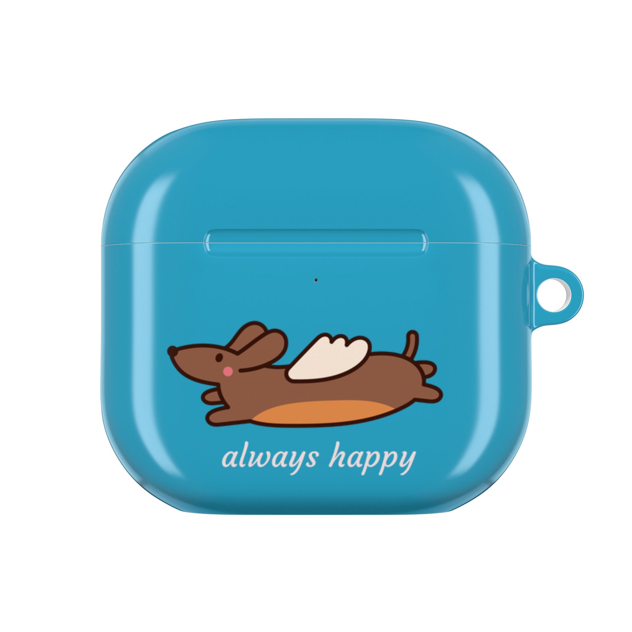 AirPod Case - Cute Flying Dachshund & Doves "always happy" Protective Case Cover