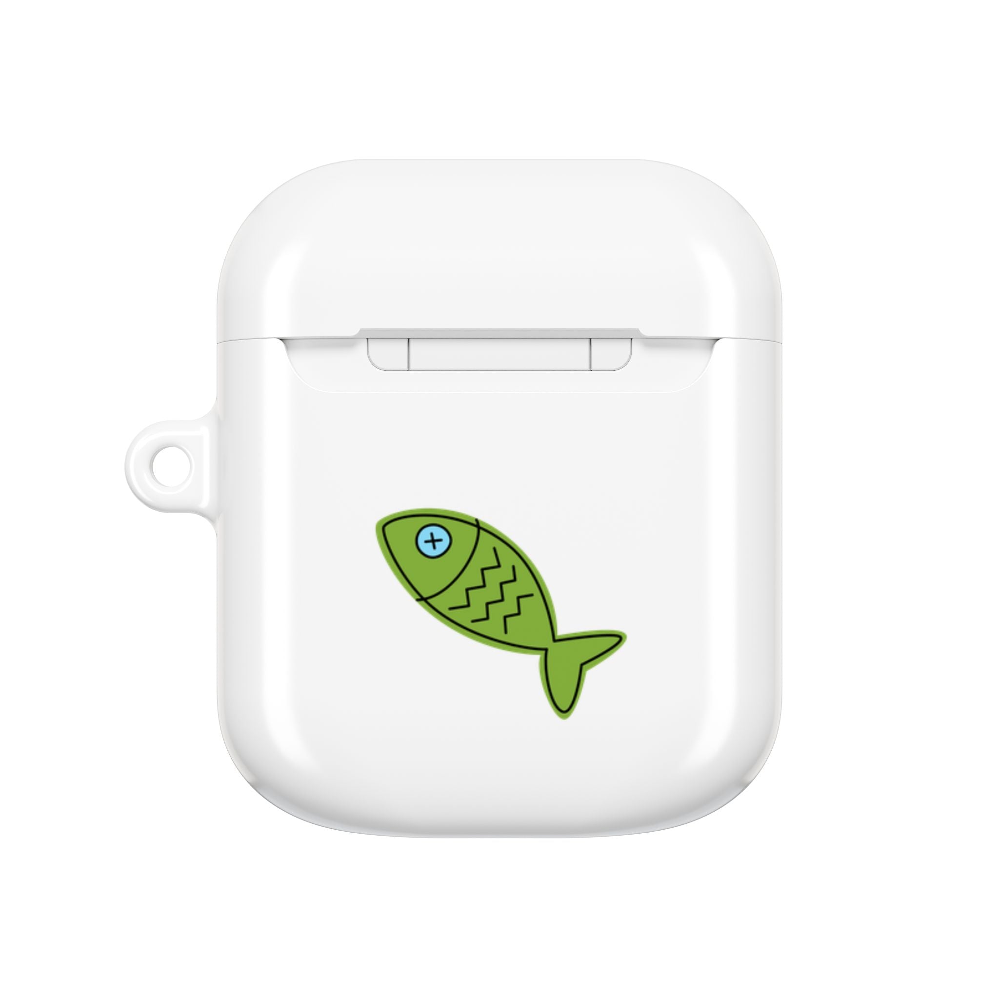 Cute Cat & Fish AirPod Case - Protective Cover with Nerdy Glasses Cat Design