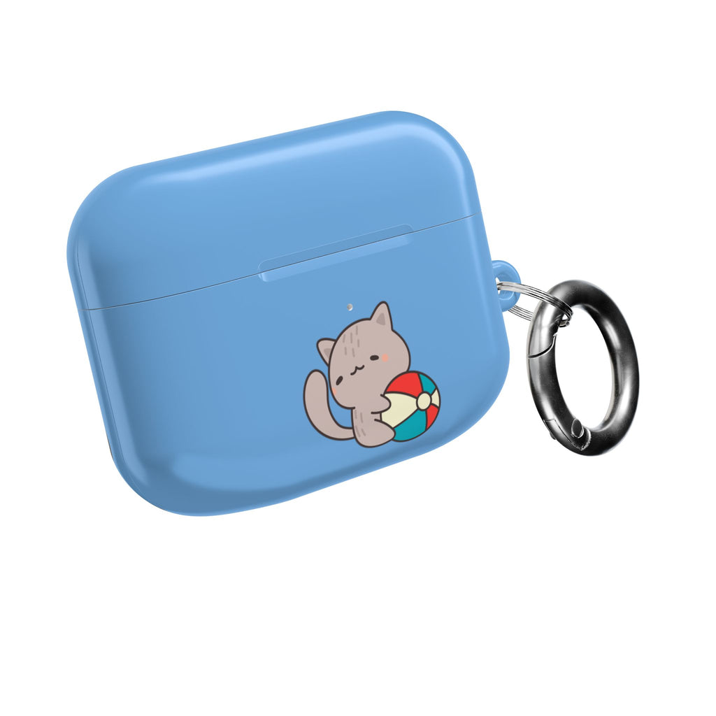 Cute Cat Beach AirPod Case with Beach Ball & Umbrella