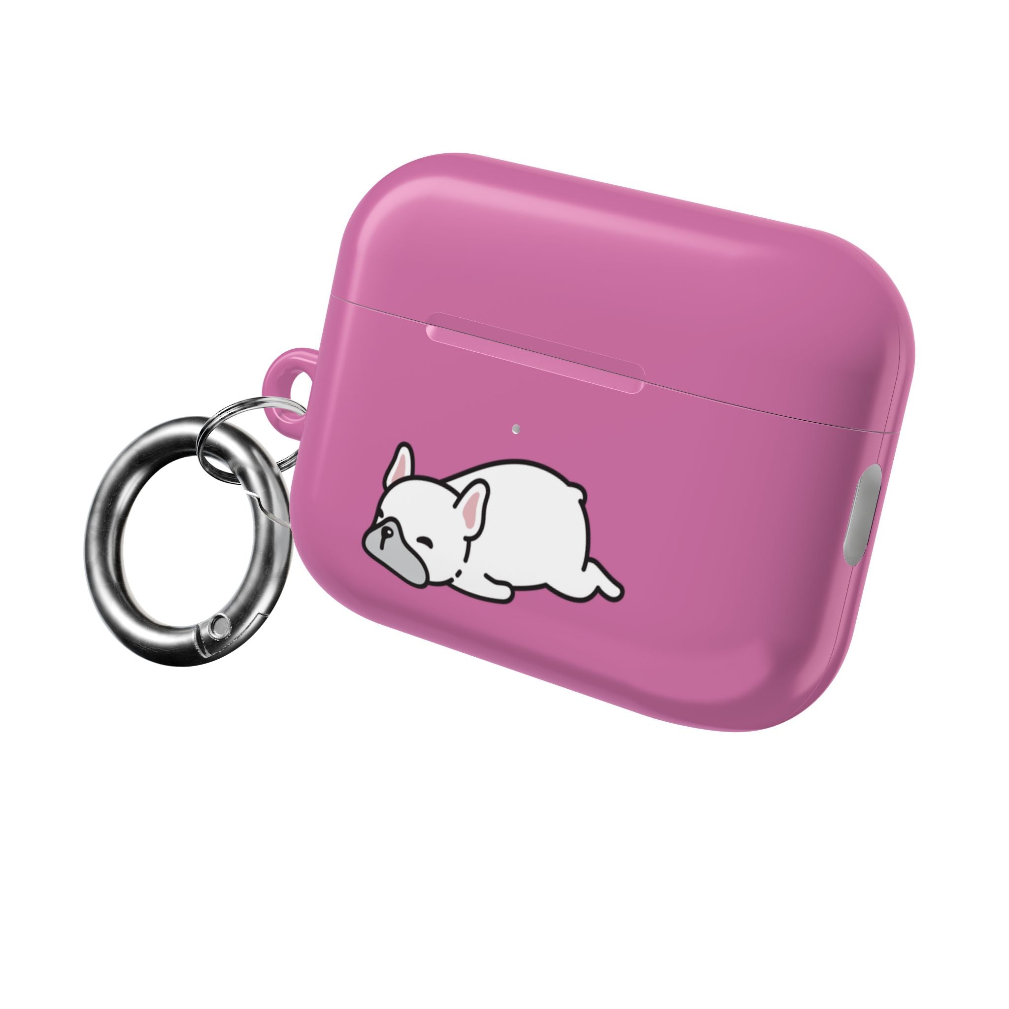 Pink AirPods Case with a Snoozing Bulldog