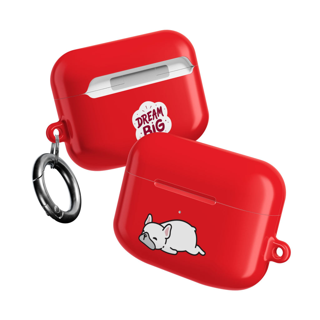 Red AirPods Case with a Snoozing Bulldog