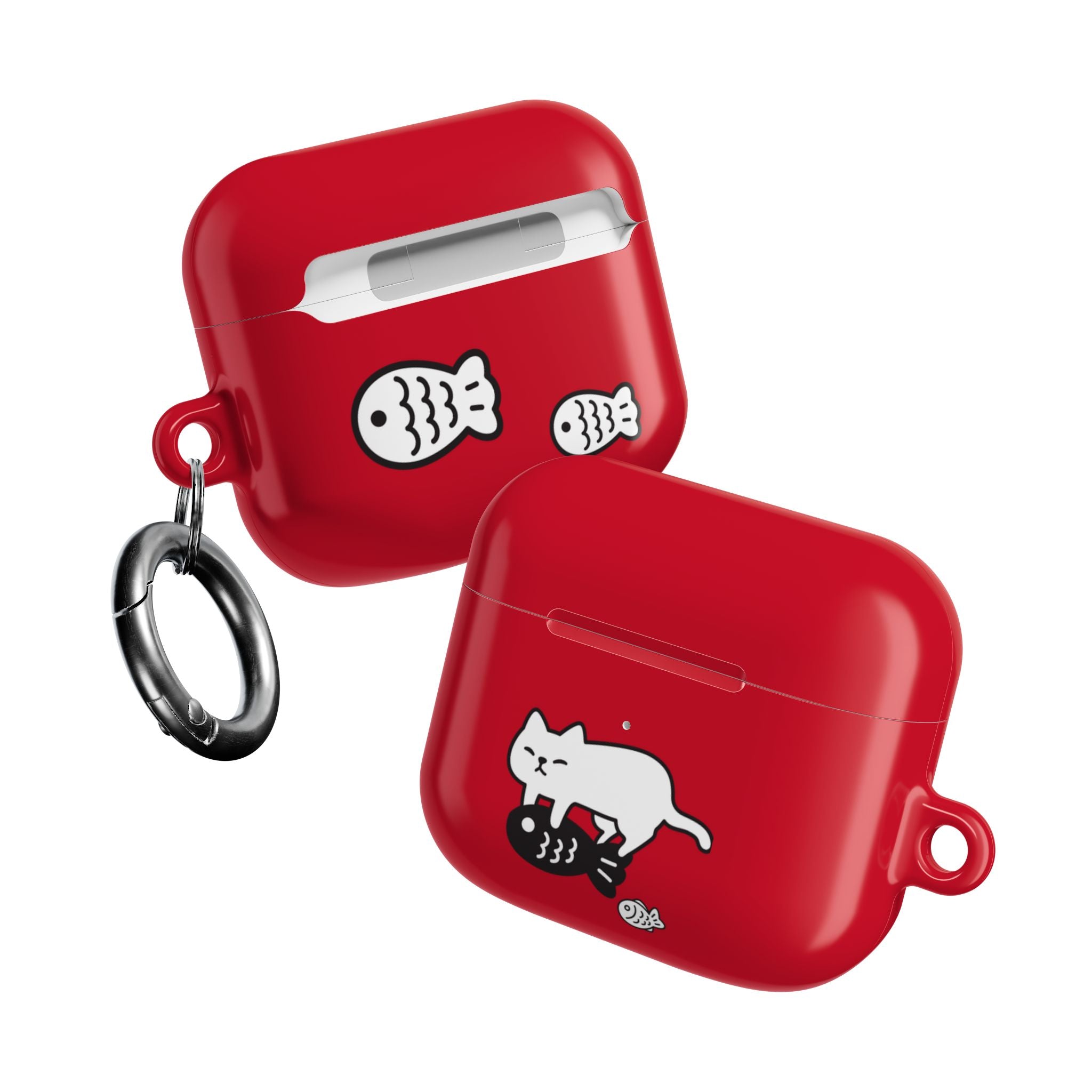 Cat Fighting Fish Red AirPod or AirPod Pro Case