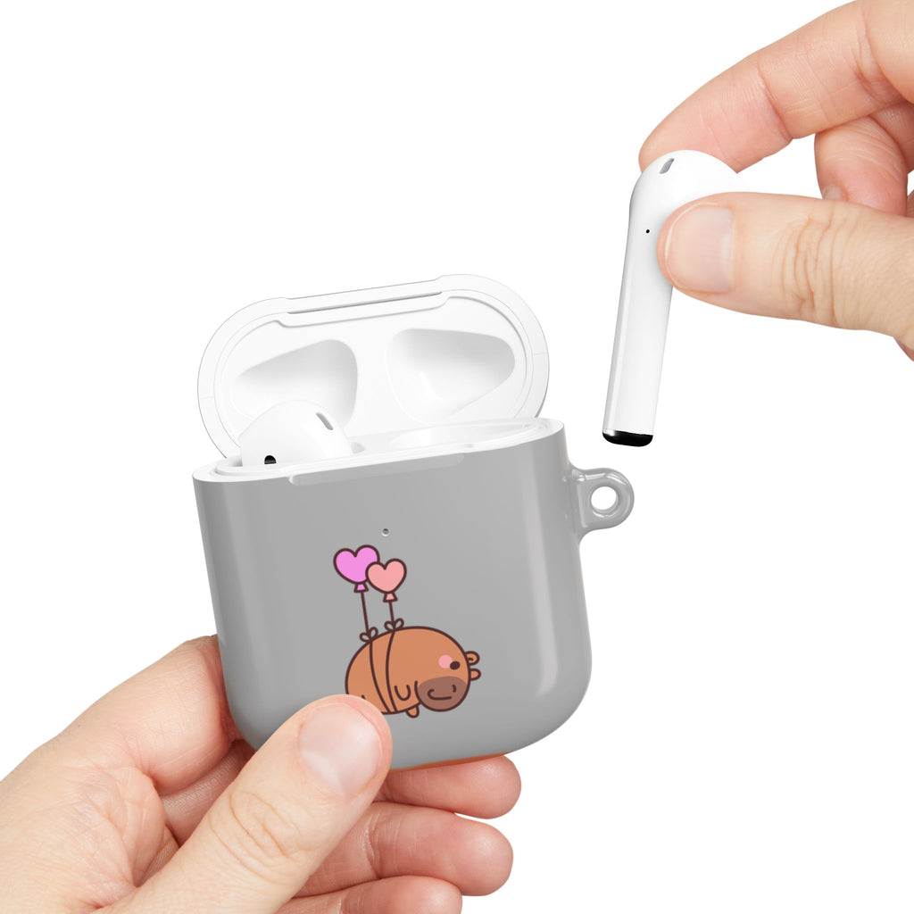 Cute  Capybara and Heart Balloon AirPod Case