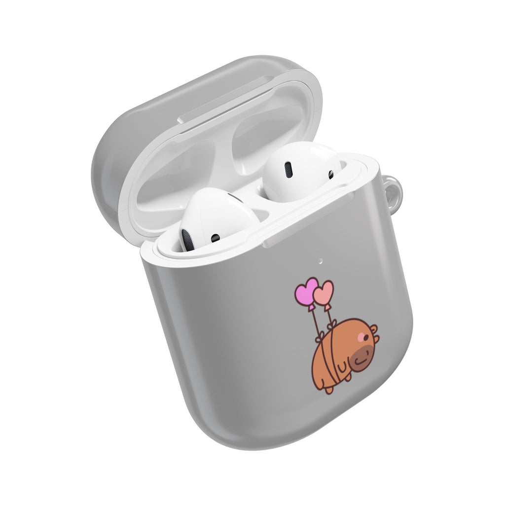 Cute  Capybara and Heart Balloon AirPod Case