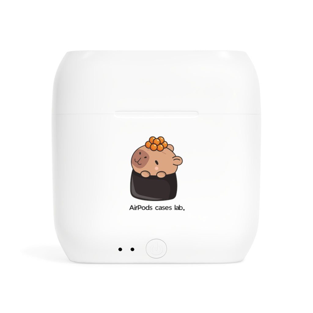 Capybara and Oranges White Earbuds