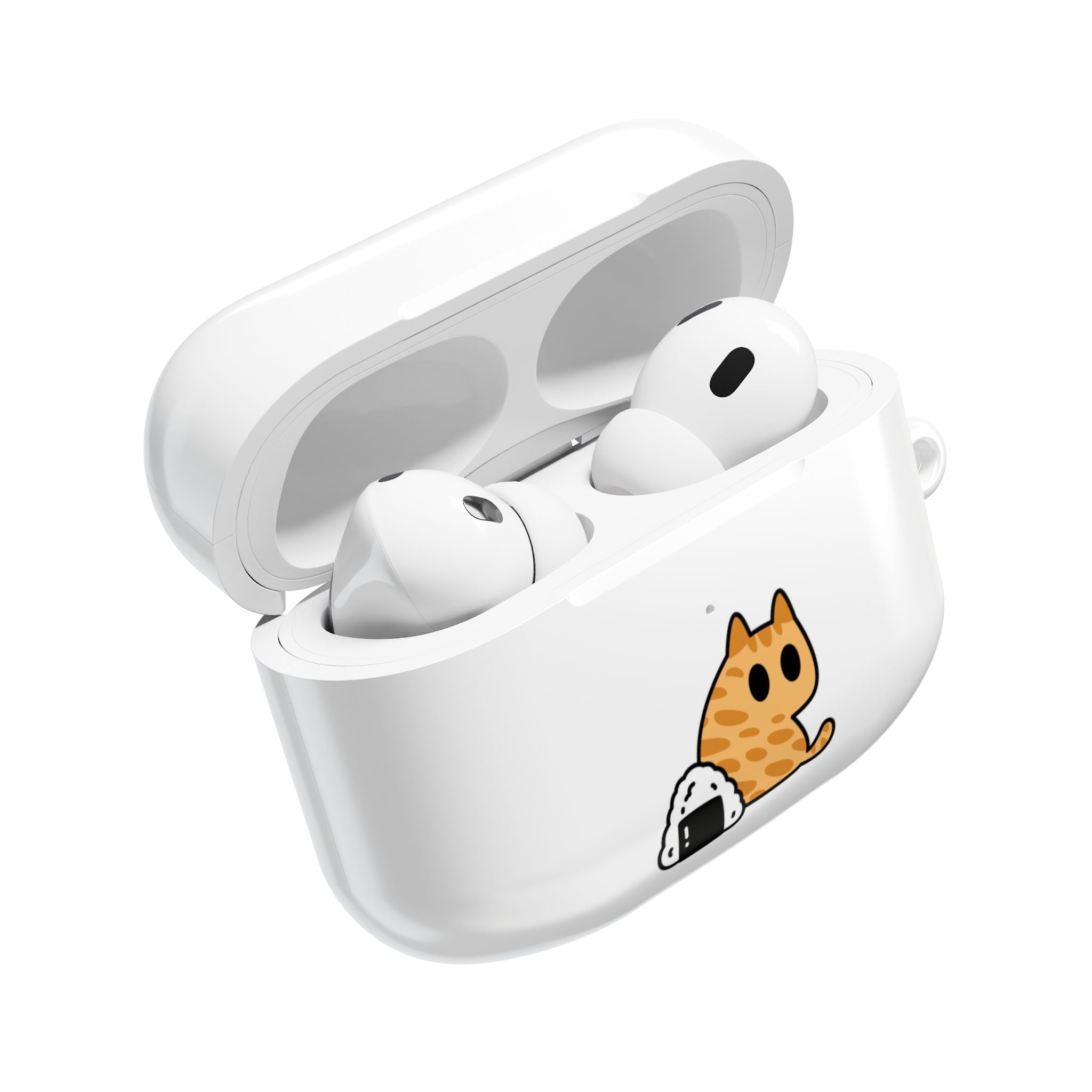 Japanese Cat & Onigiri White AirPod Case