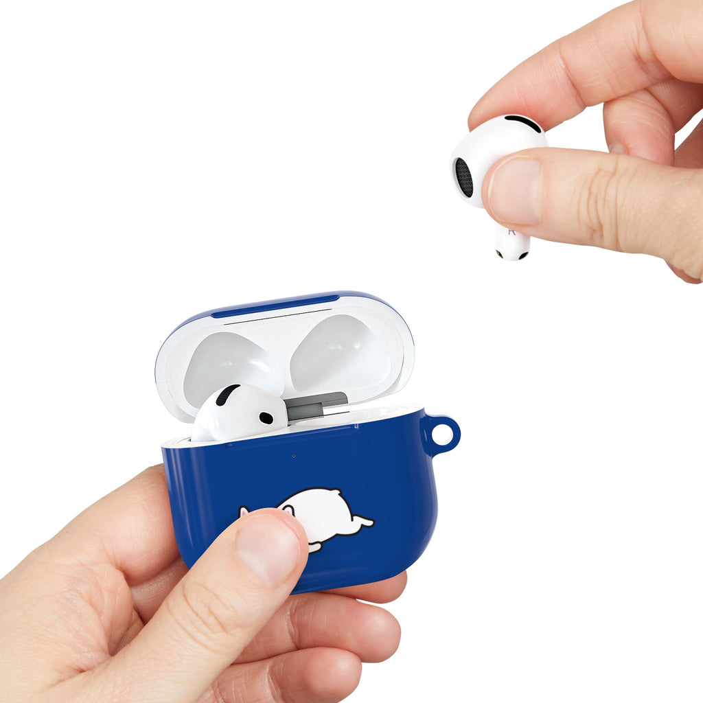 Blue AirPods Case with a Snoozing Bulldog