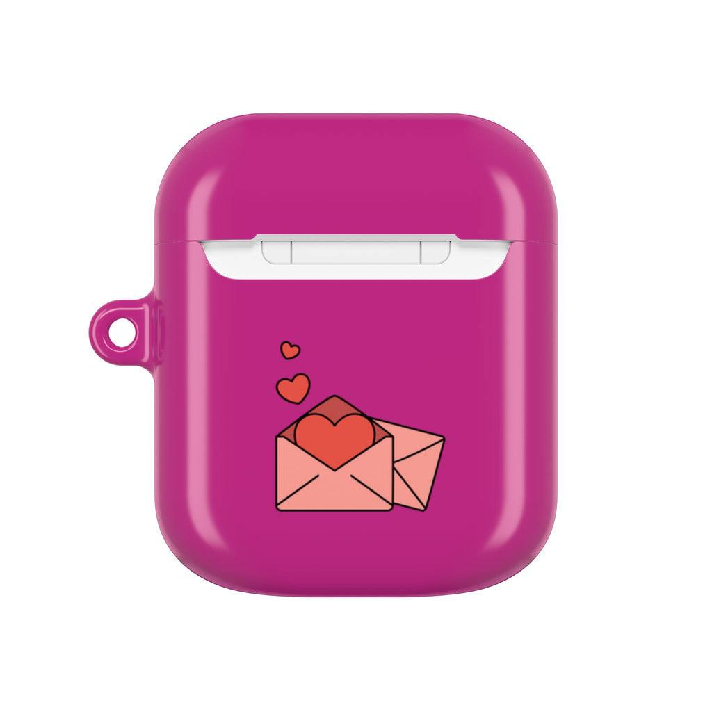 Cute Valentines Love Capybaras & Heart Envelope Protective AirPods Case