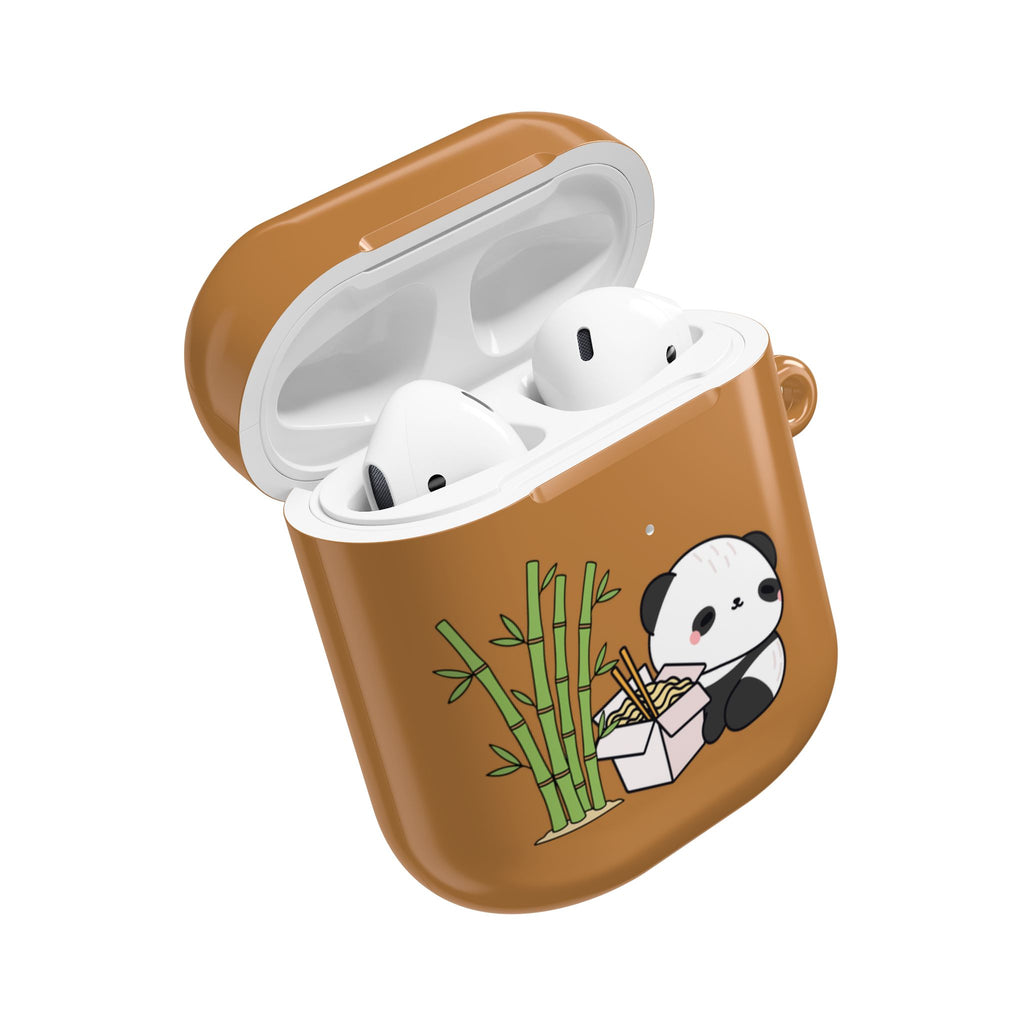 Cute Panda & Noodles AirPod Case Brown Protective Case