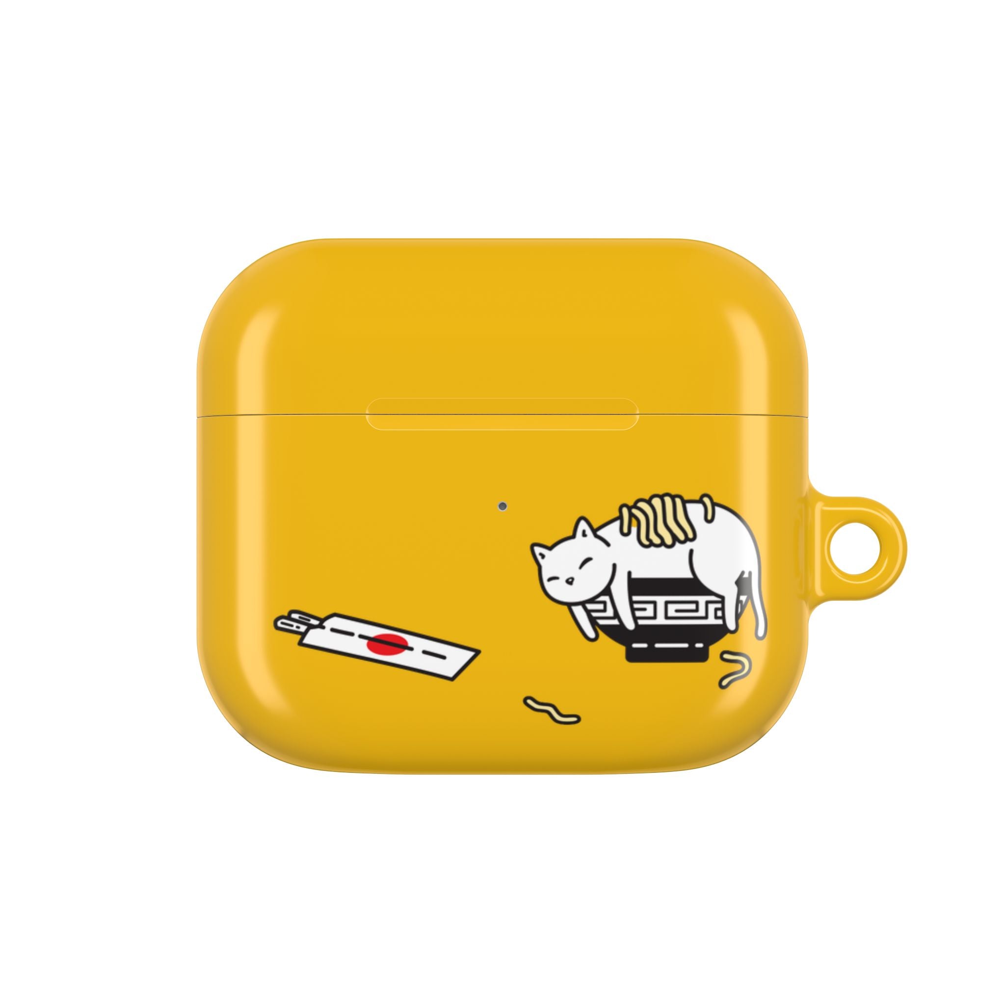Japanese Cat & Chopsticks Yellow AirPods Case