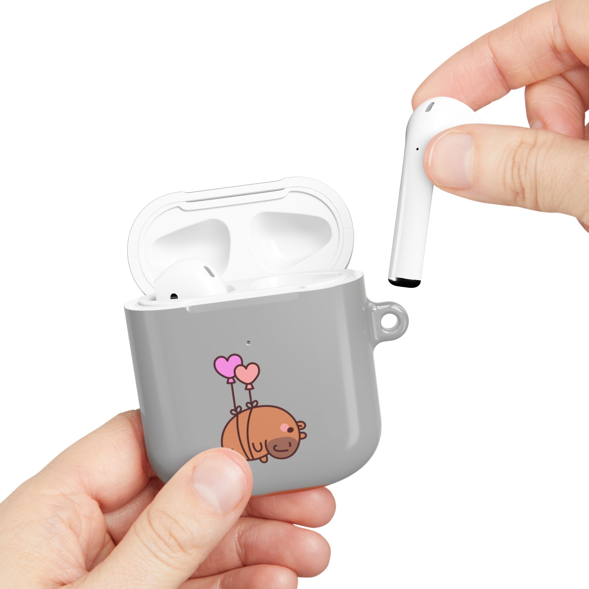 Cute  Capybara and Heart Balloon AirPod Case