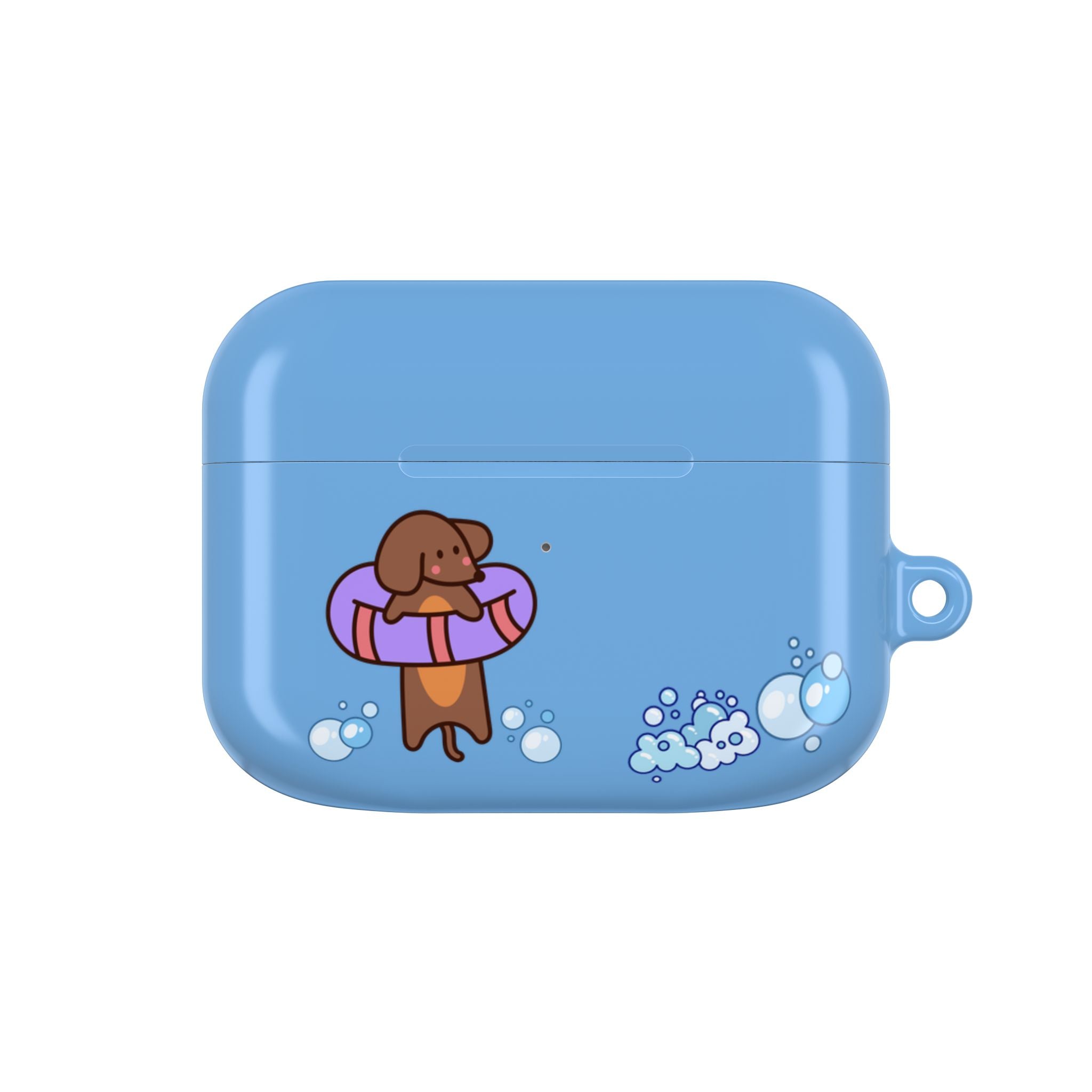 Cute Dachshund Dog & Crab Summer AirPod Case - Blue Beach Swim Float Design