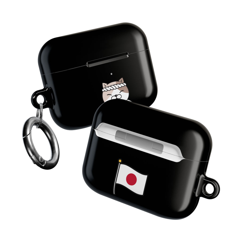 Samurai Shiba Inu with Japanese Flag Black AirPods or AirPods Pro Case