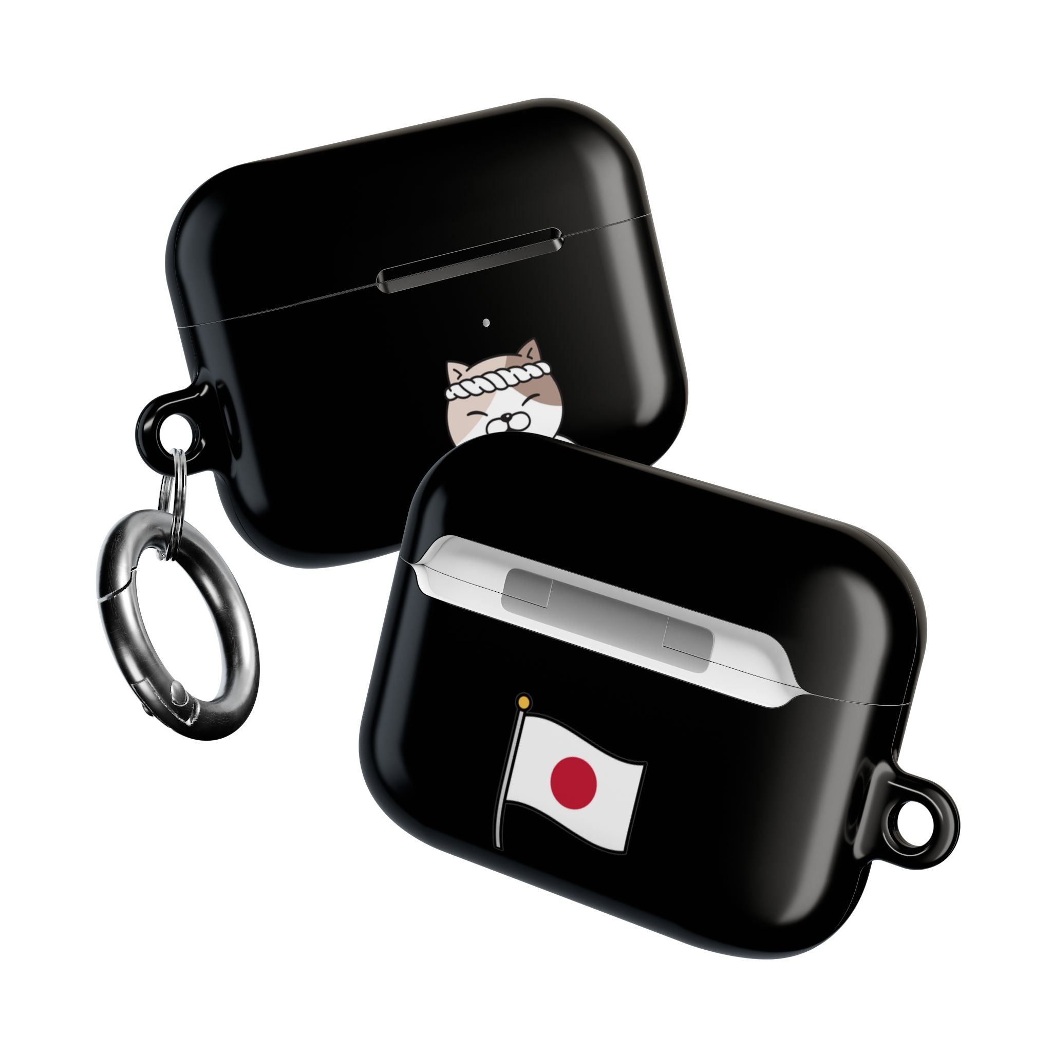 Samurai Shiba Inu with Japanese Flag Black AirPods or AirPods Pro Case