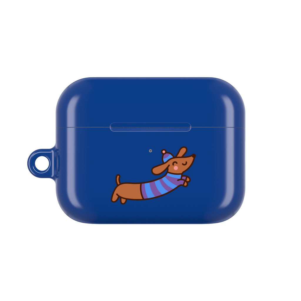 Dachshund & Butterflies Blue Protective AirPods Case