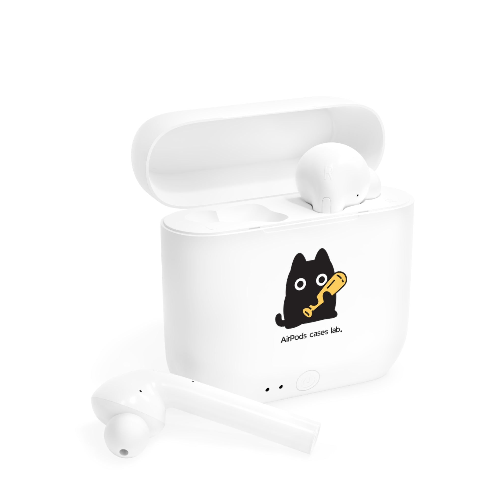 Black Cat White Earbuds