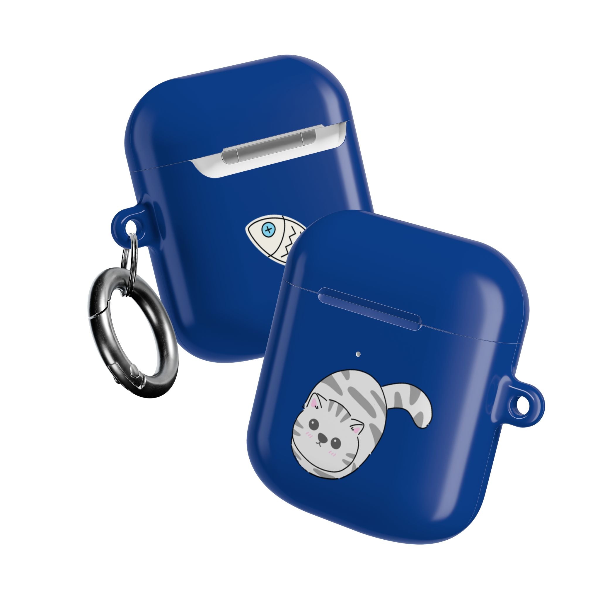Cat & Fish AirPod Case - Cute Blue Protective AirPods Case