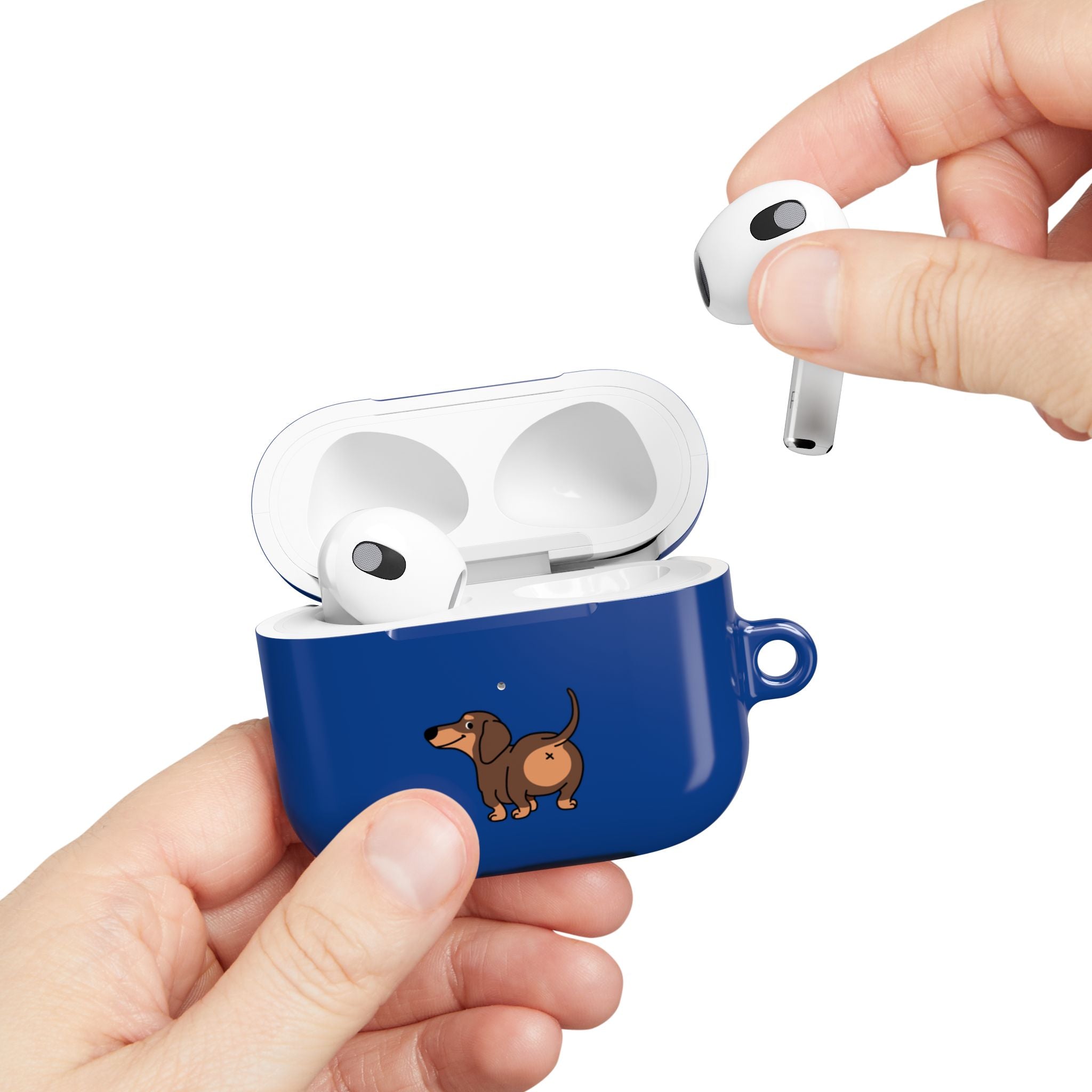 Staring Dachshund Navy AirPods or AirPods Pro Case
