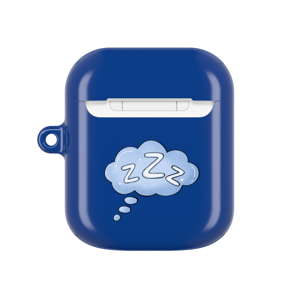 Blue AirPods Case with a Snoozing Bulldog
