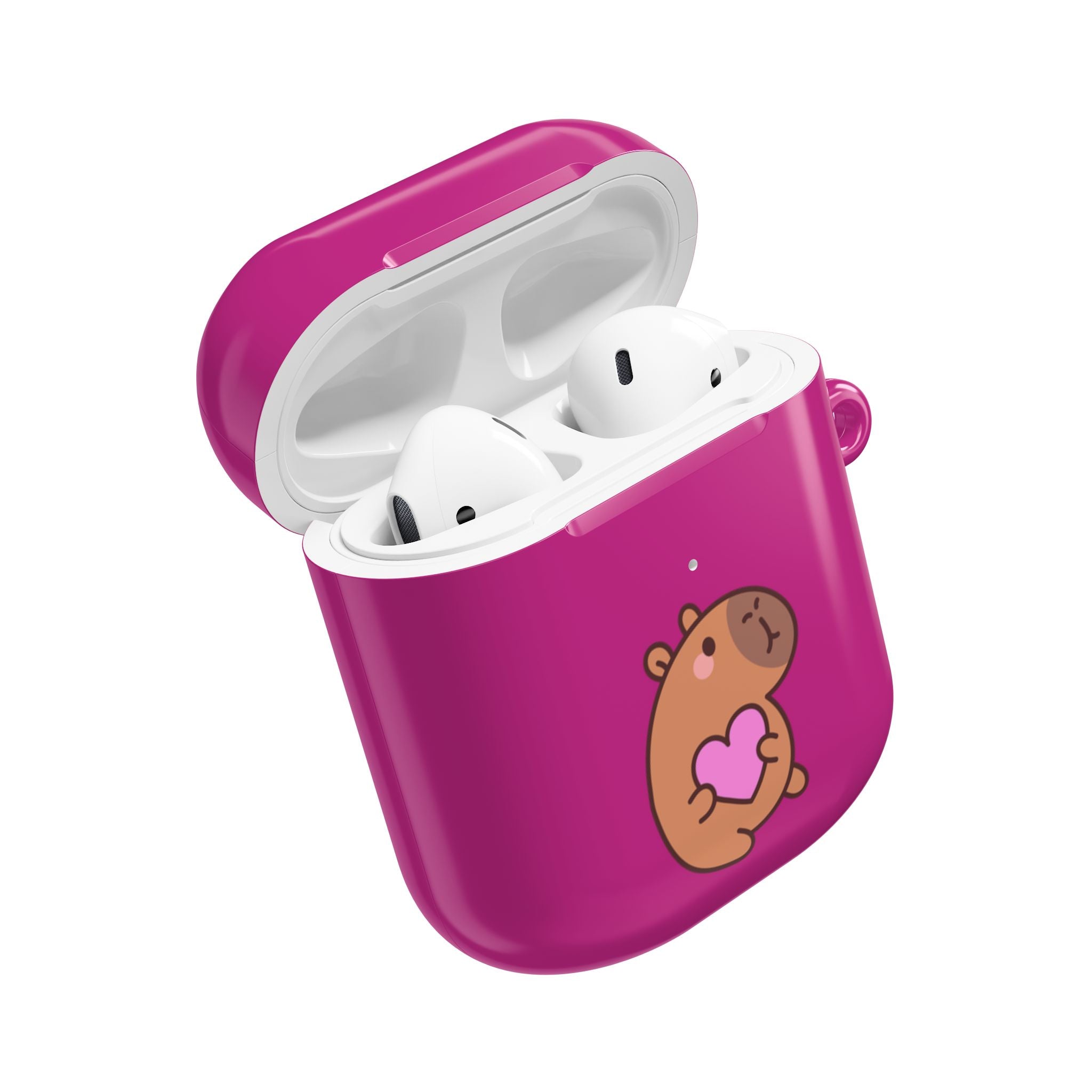 Pink Cute Capybara Heart AirPods Case