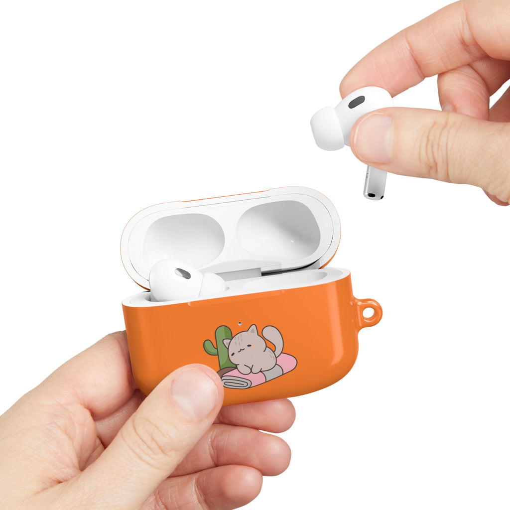 Cute Cat & Fish AirPod Case - Orange Protective Earbud Cover
