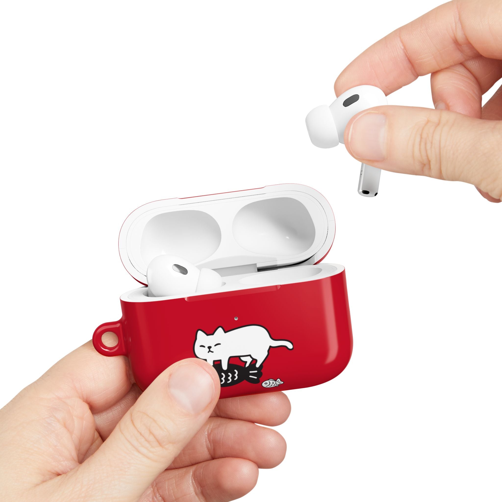 Cat Fighting Fish Red AirPod or AirPod Pro Case