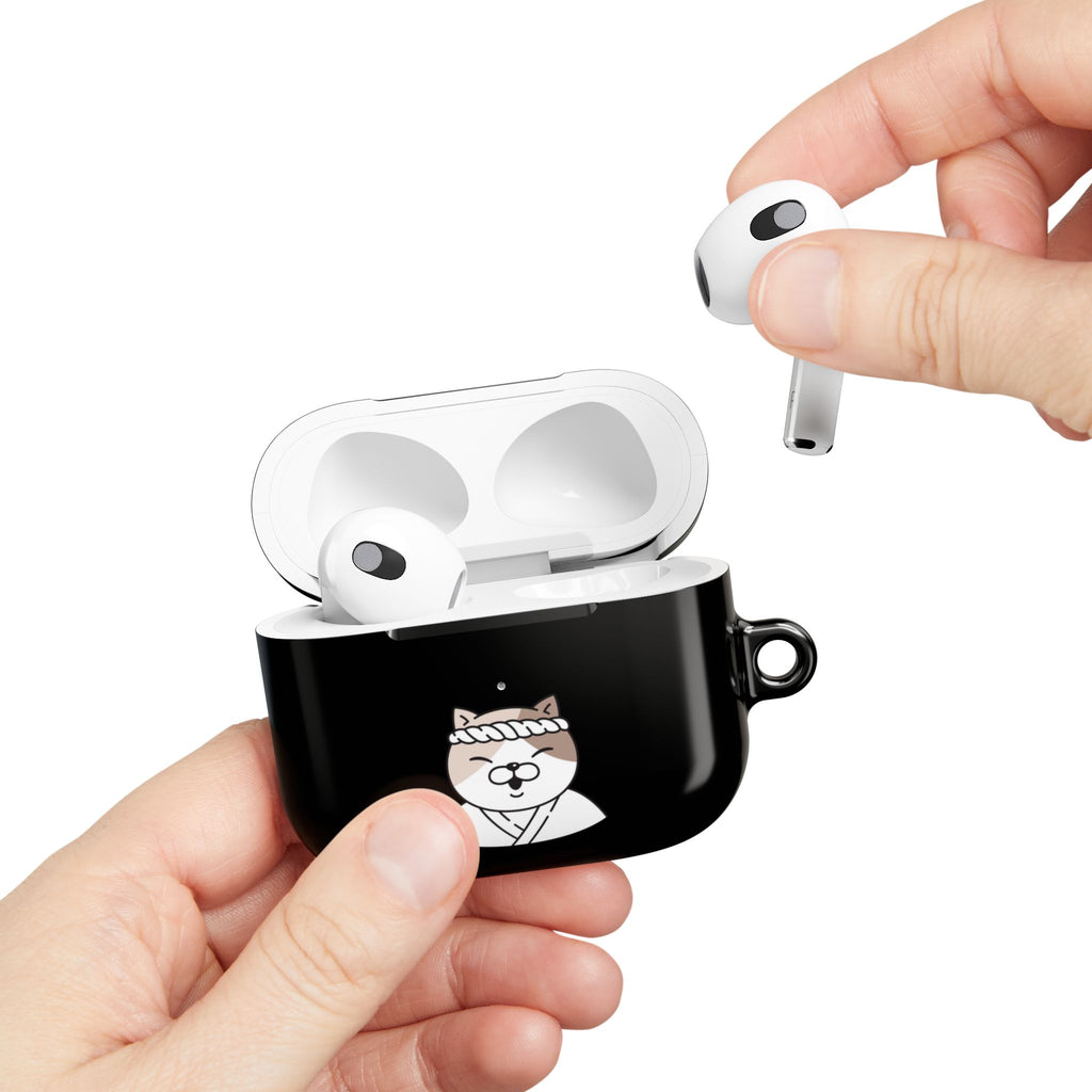Samurai Shiba Inu with Japanese Flag Black AirPods or AirPods Pro Case
