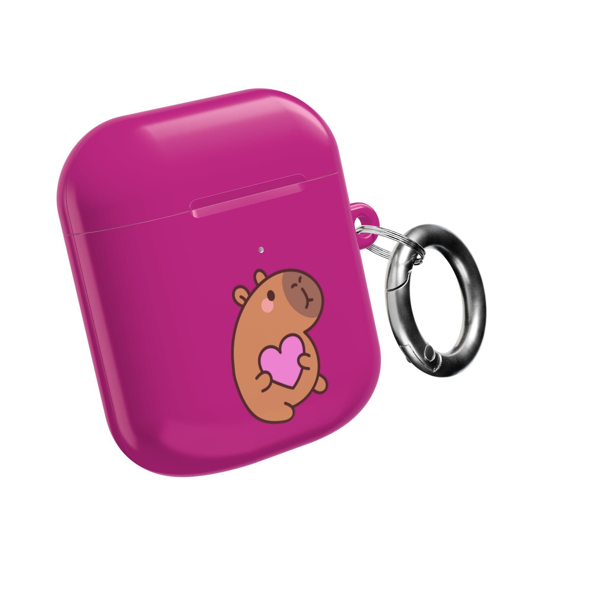 Pink Cute Capybara Heart AirPods Case