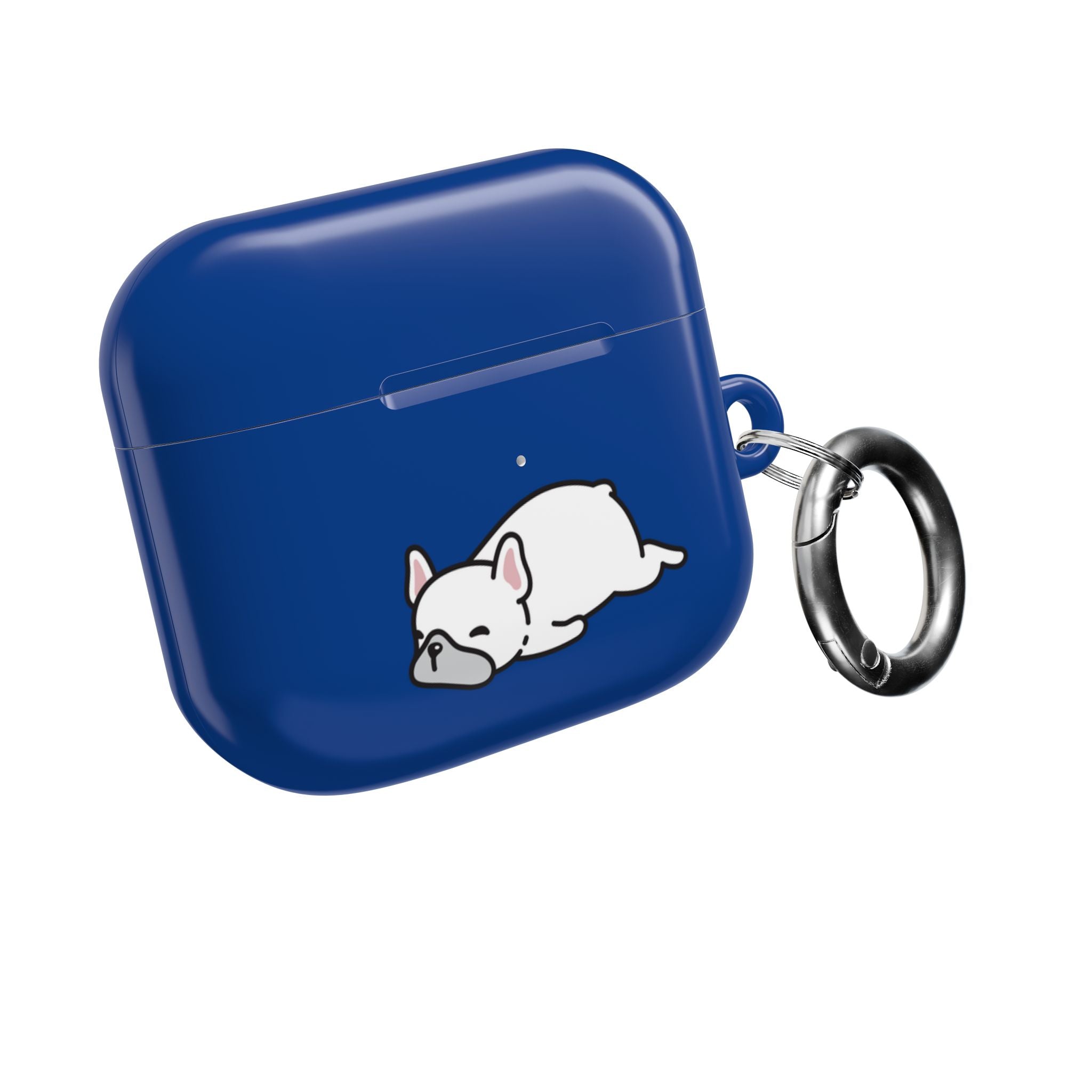 Blue AirPods Case with a Snoozing Bulldog