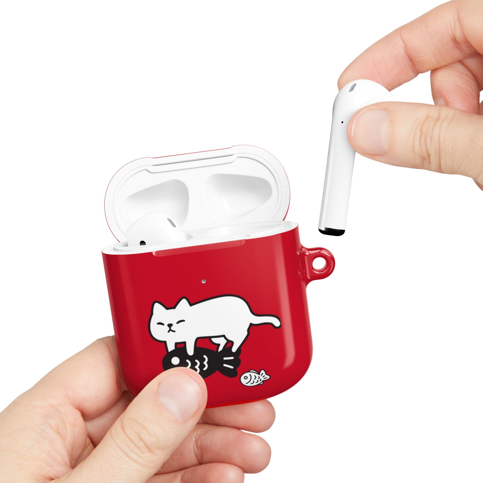 Cat Fighting Fish Red AirPod or AirPod Pro Case