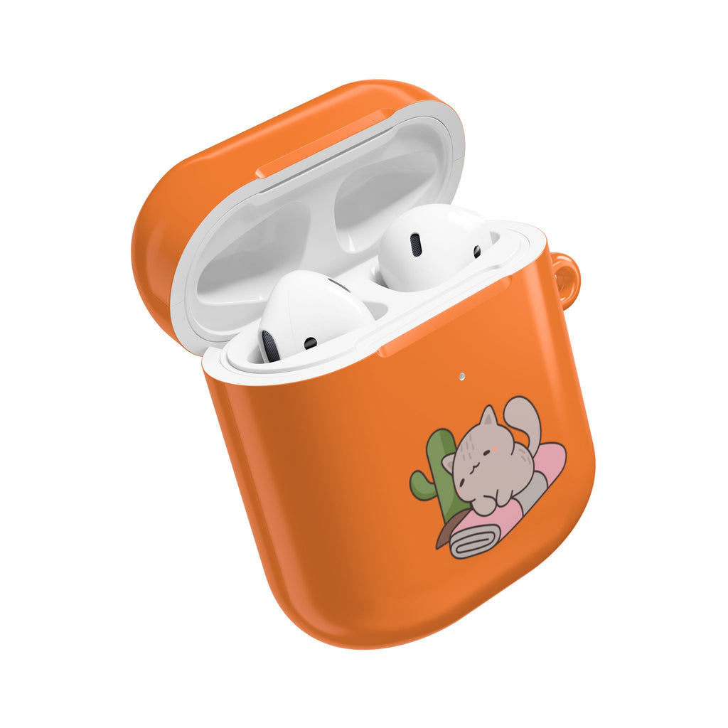 Cute Cat & Fish AirPod Case - Orange Protective Earbud Cover
