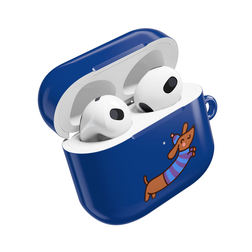 Dachshund & Butterflies Blue Protective AirPods Case