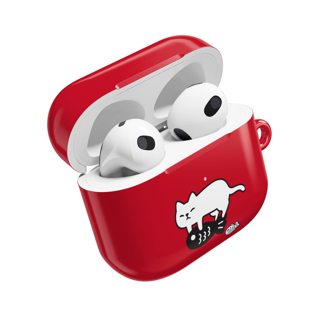 Cat Fighting Fish Red AirPod or AirPod Pro Case