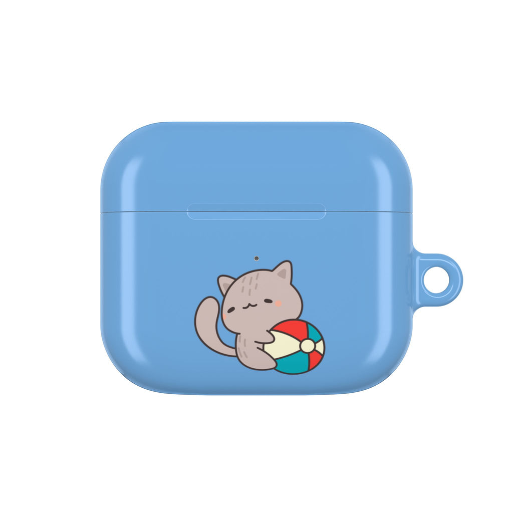 Cute Cat Beach AirPod Case with Beach Ball & Umbrella