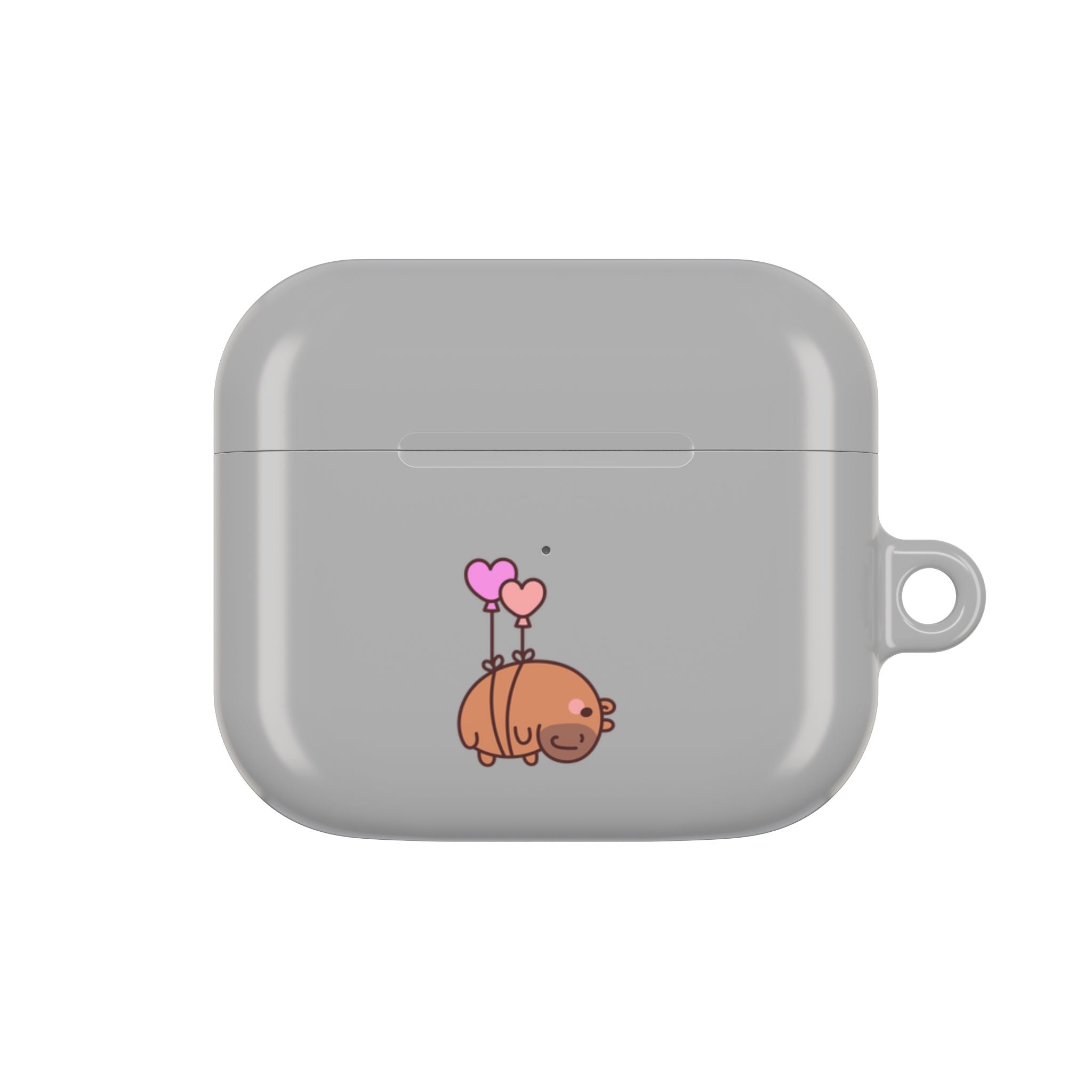 Cute  Capybara and Heart Balloon AirPod Case