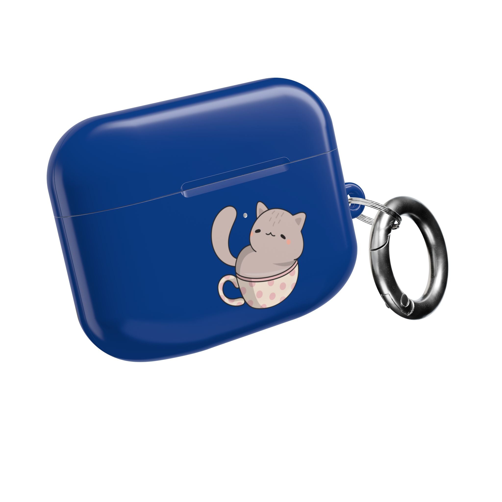 Cat in Teacup AirPods Case - Navy Protective Case