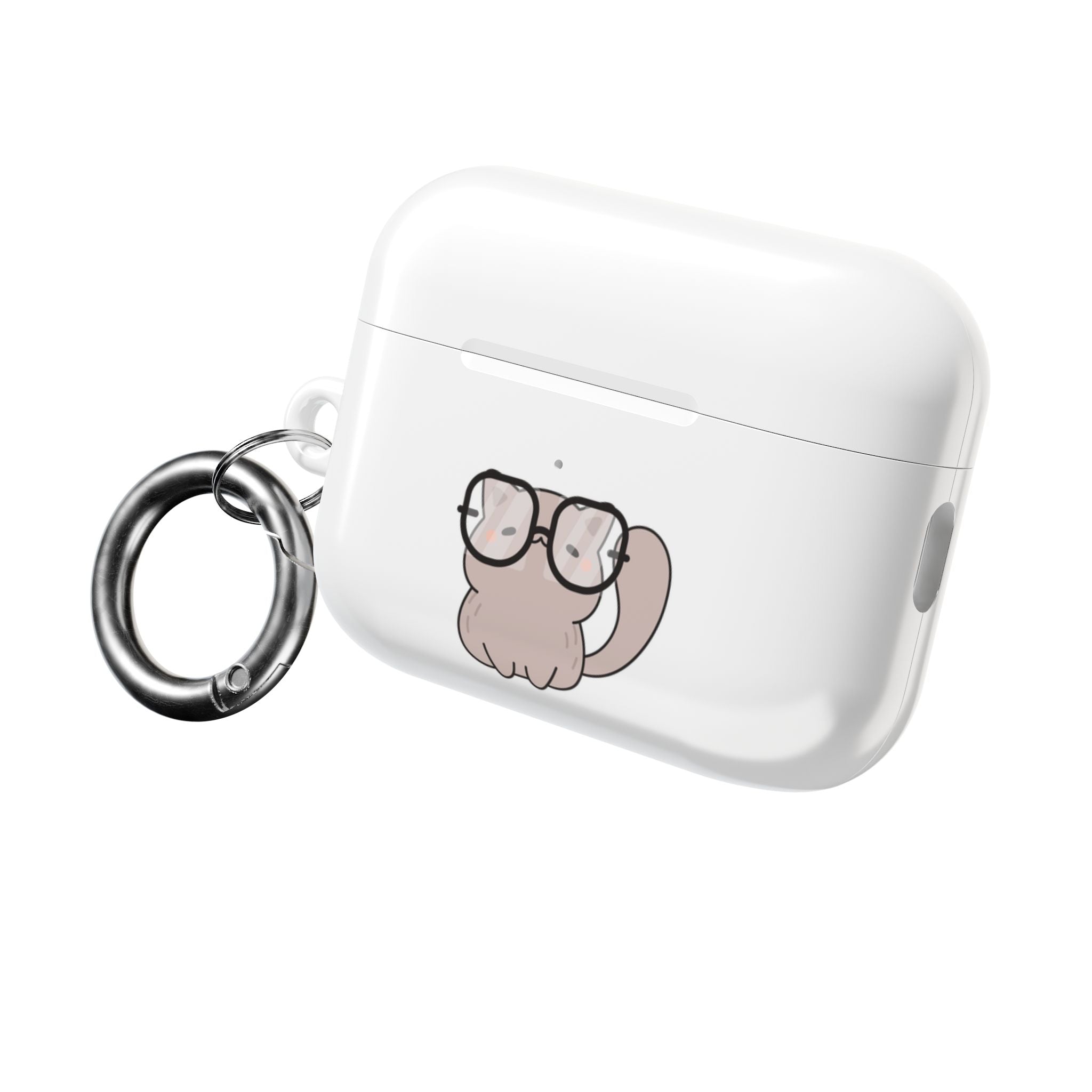 Cute Cat & Fish AirPod Case - Protective Cover with Nerdy Glasses Cat Design