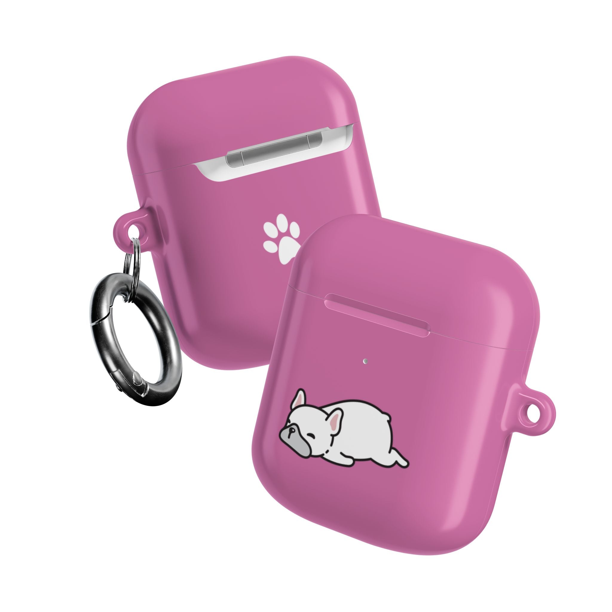 Pink AirPods Case with a Snoozing Bulldog