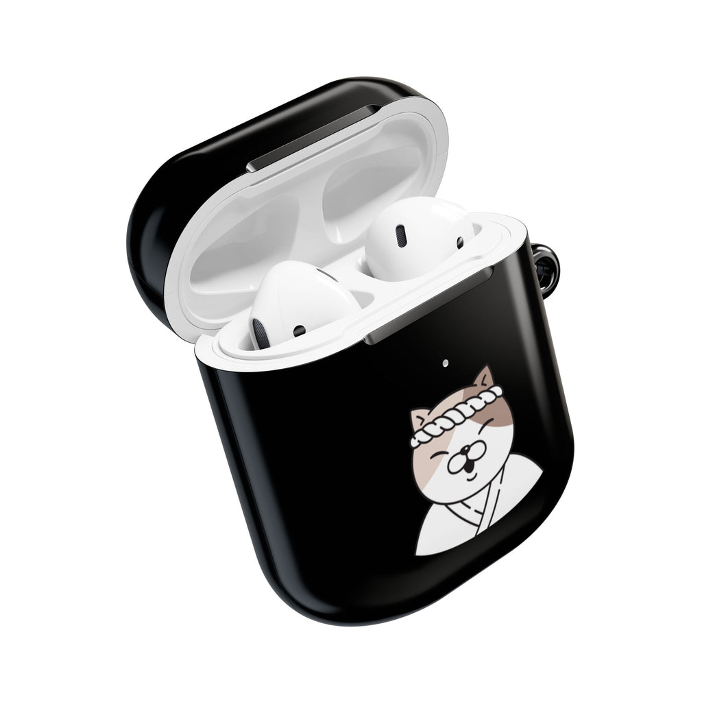 Samurai Shiba Inu with Japanese Flag Black AirPods or AirPods Pro Case
