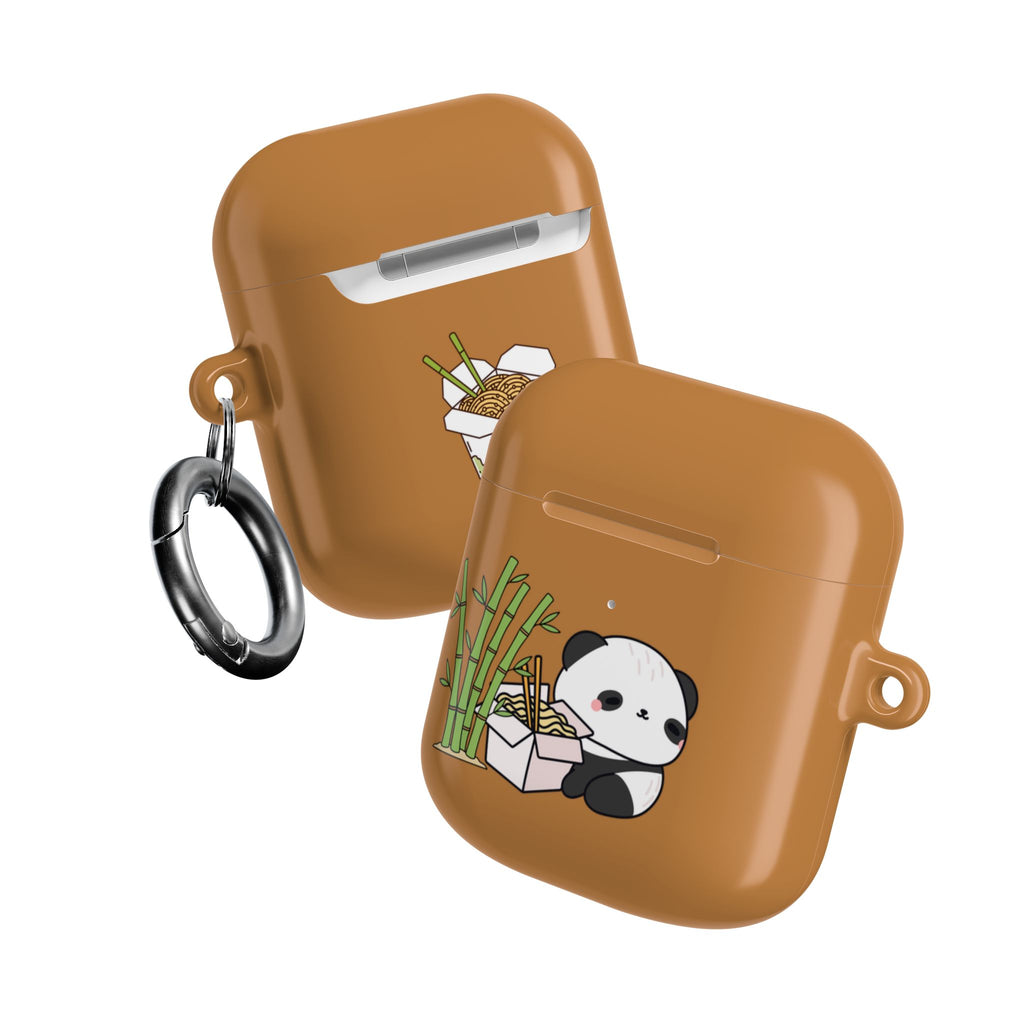 Cute Panda & Noodles AirPod Case Brown Protective Case